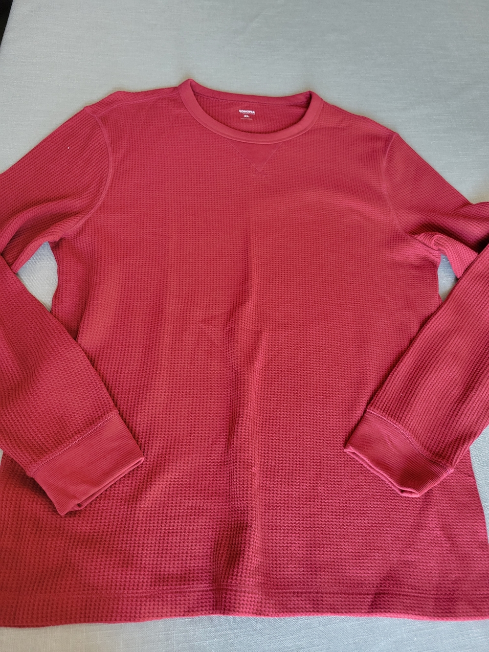 Sonoma Long-Sleeve Waffle Crewneck Shirt - Coral Red
